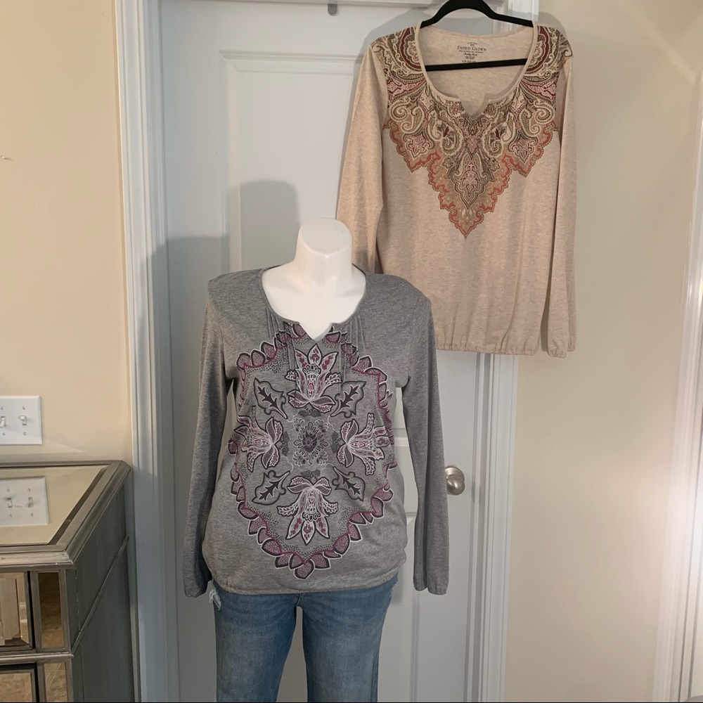 **SET OF 2** Faded Glory long sleeve tops size 12/14